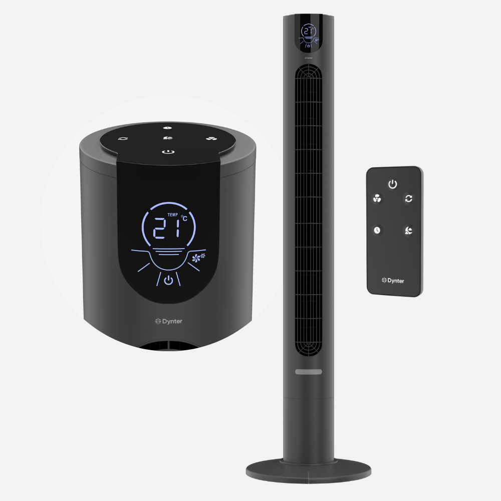 Dynter AirFlow TV26G torenventilator: slimme verkoeling met stijl en comfort